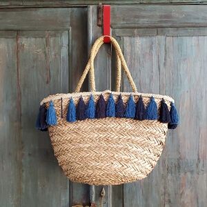 FLORABELLA Wilmington Tote in Natural & Blue, NWOT